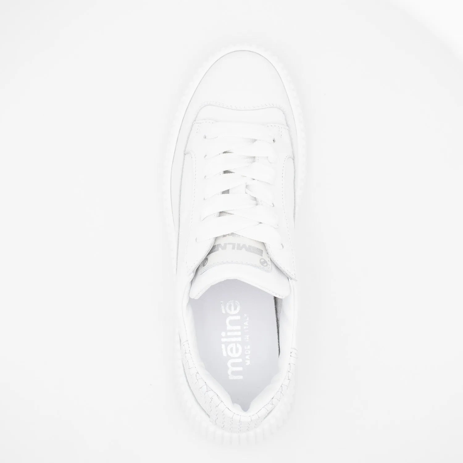 Sleek Chunky White Trainer with Silver Detailing by Meline - Leavys Shoes