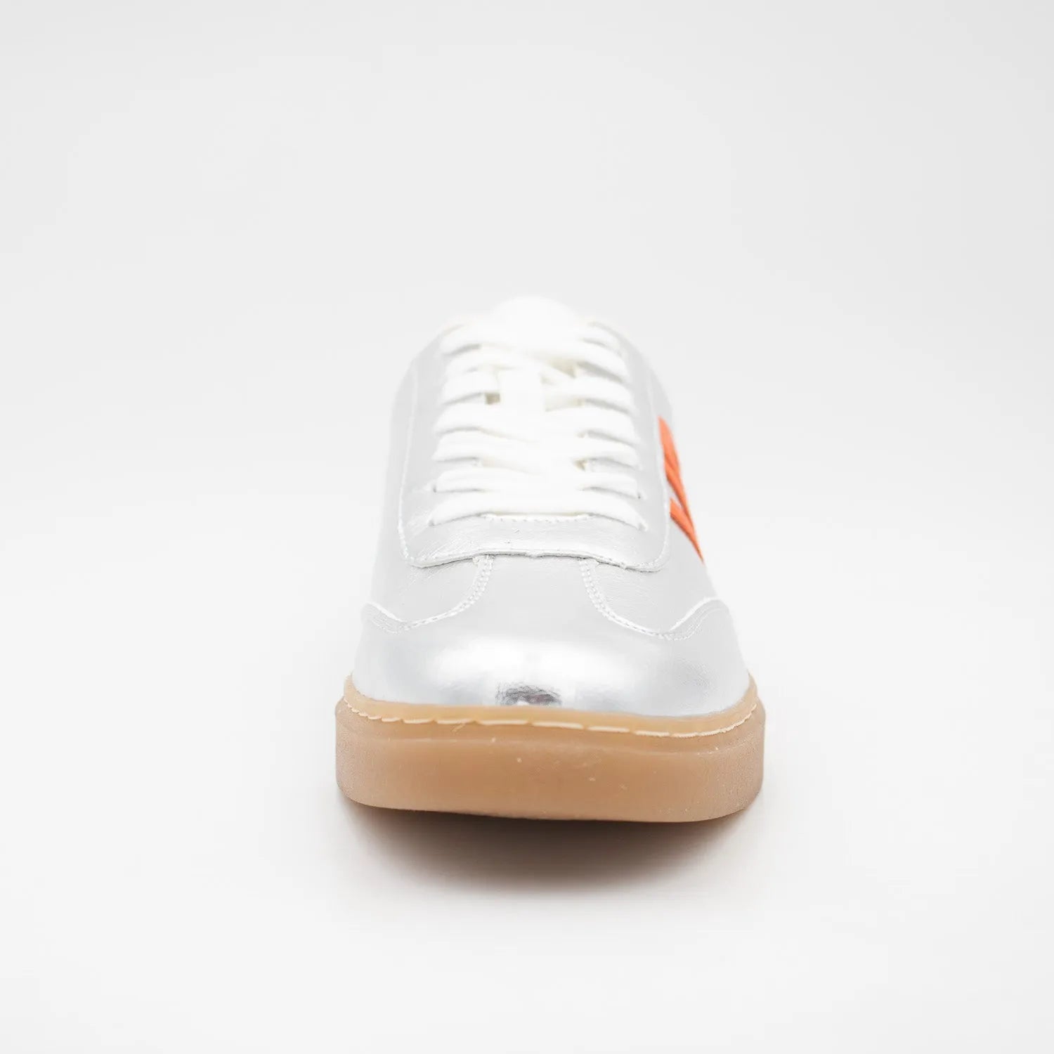 Redz Silver Trainer – Sporty & Trendy with Orange Accents - Leavys Shoes