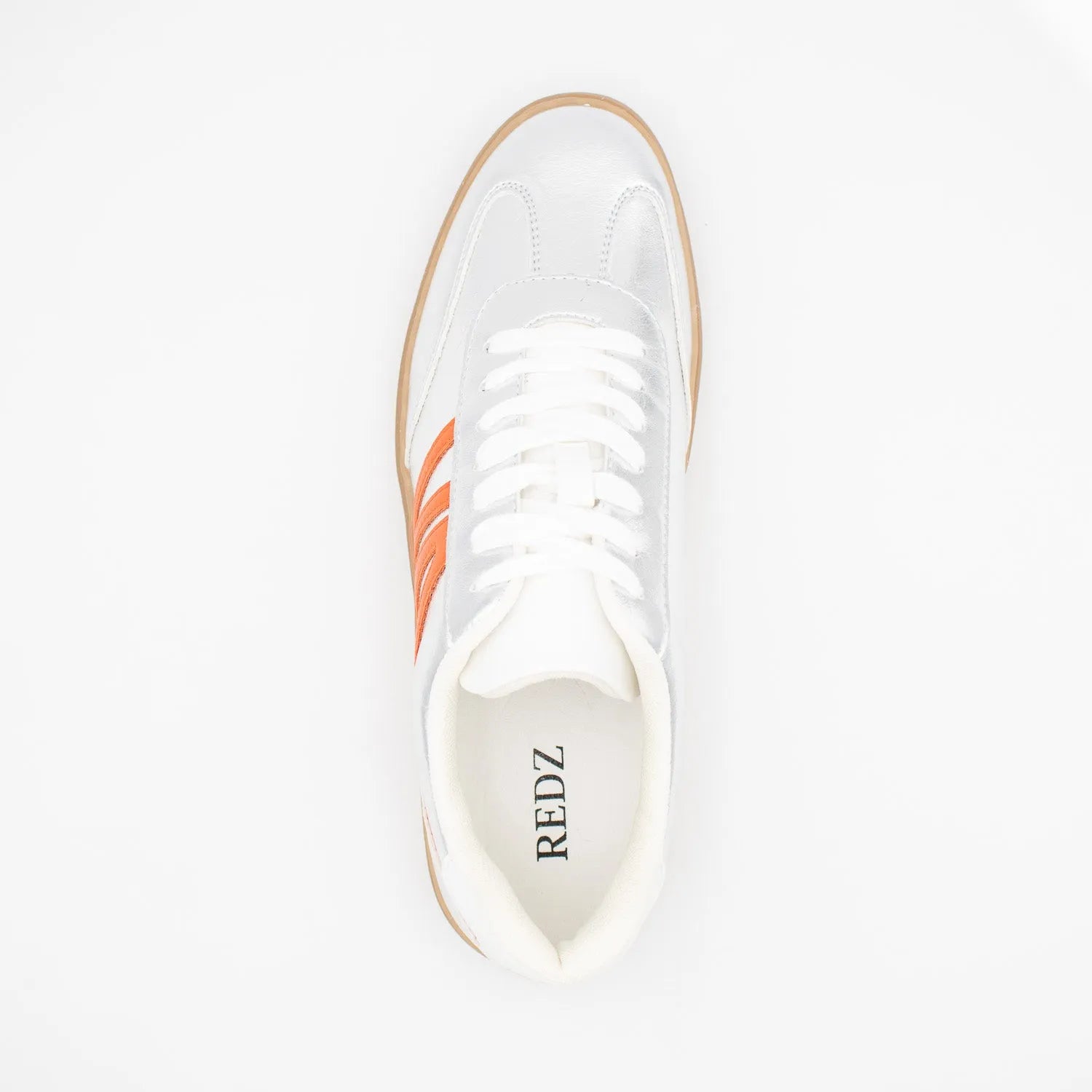 Redz Silver Trainer – Sporty & Trendy with Orange Accents - Leavys Shoes