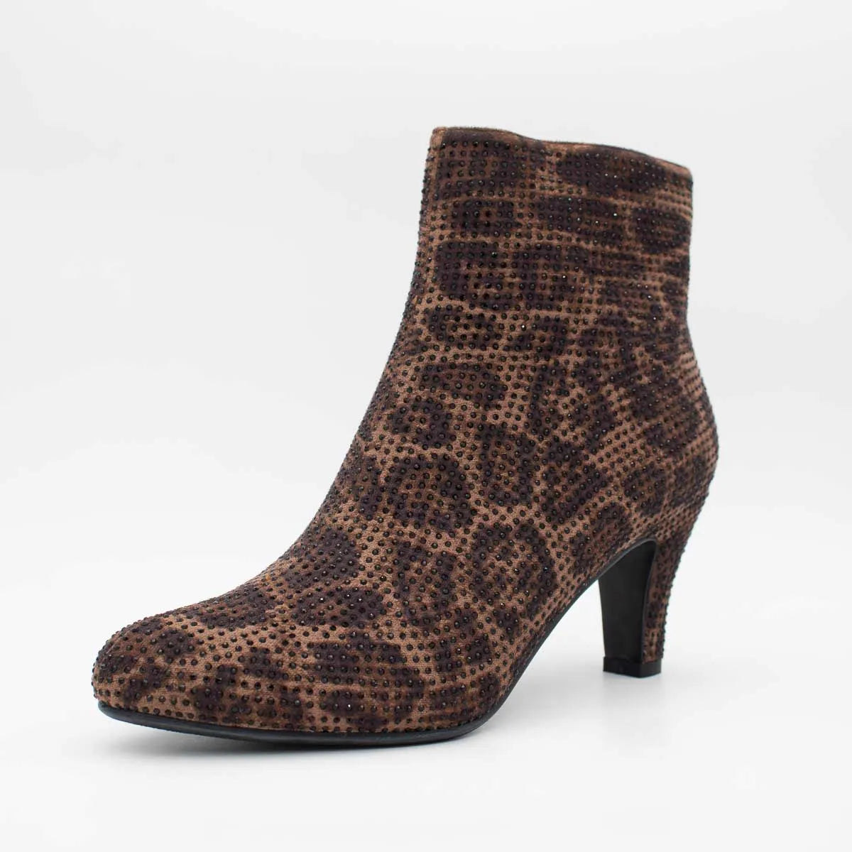 Redz D5325 Diamanté Ankle Boots – Leopard Multi - Leavys Shoes