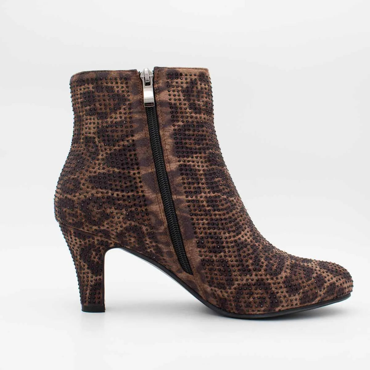 Redz D5325 Diamanté Ankle Boots – Leopard Multi - Leavys Shoes