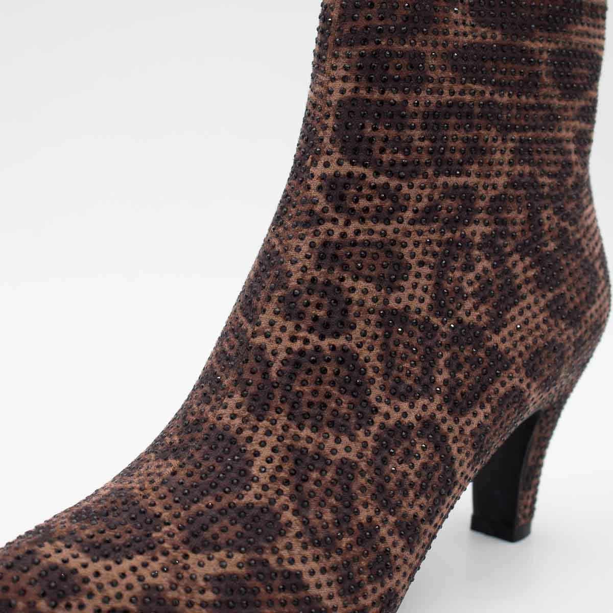 Redz D5325 Diamanté Ankle Boots – Leopard Multi - Leavys Shoes