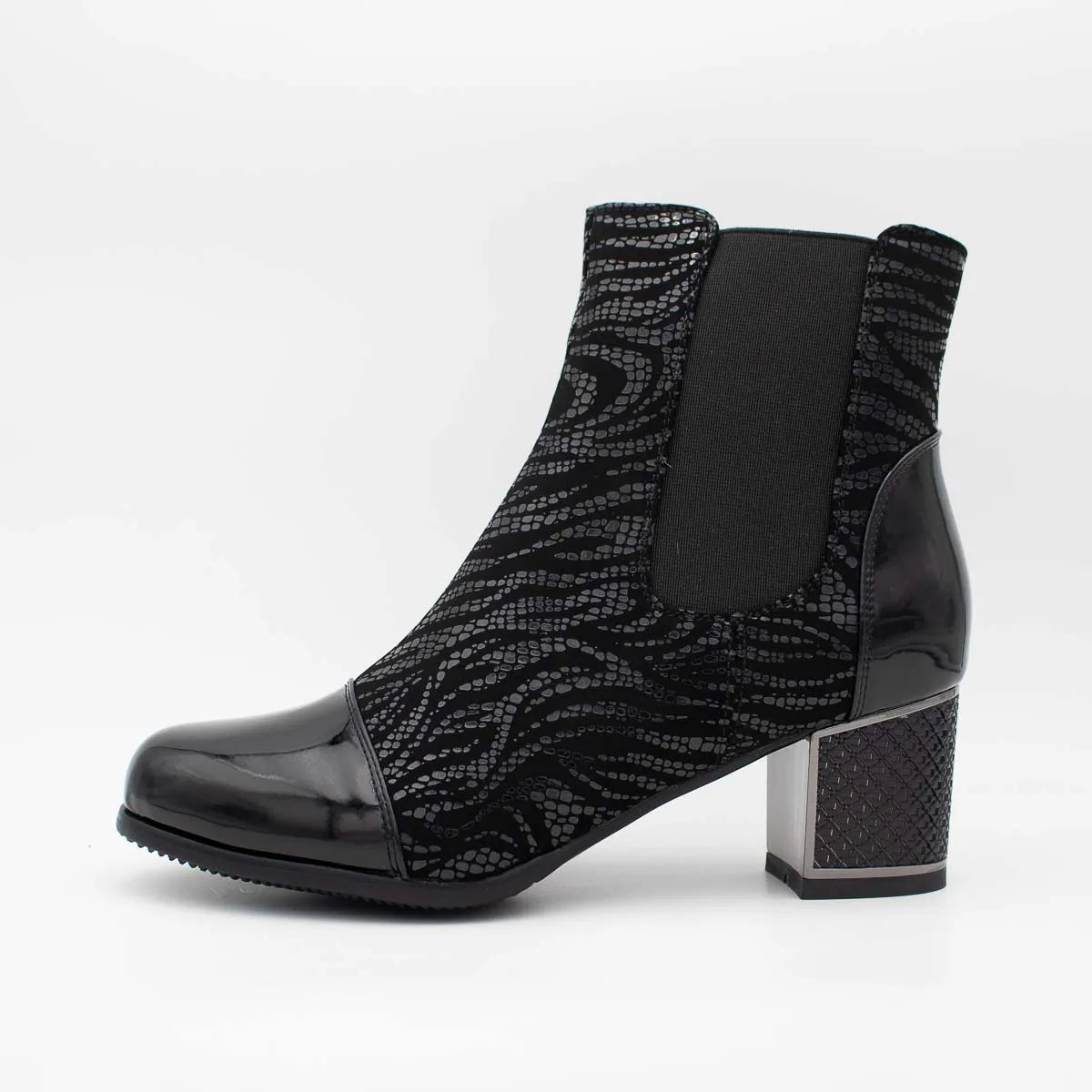 Redz F5384 Block Heel Ankle Boots – Black - Leavys Shoes