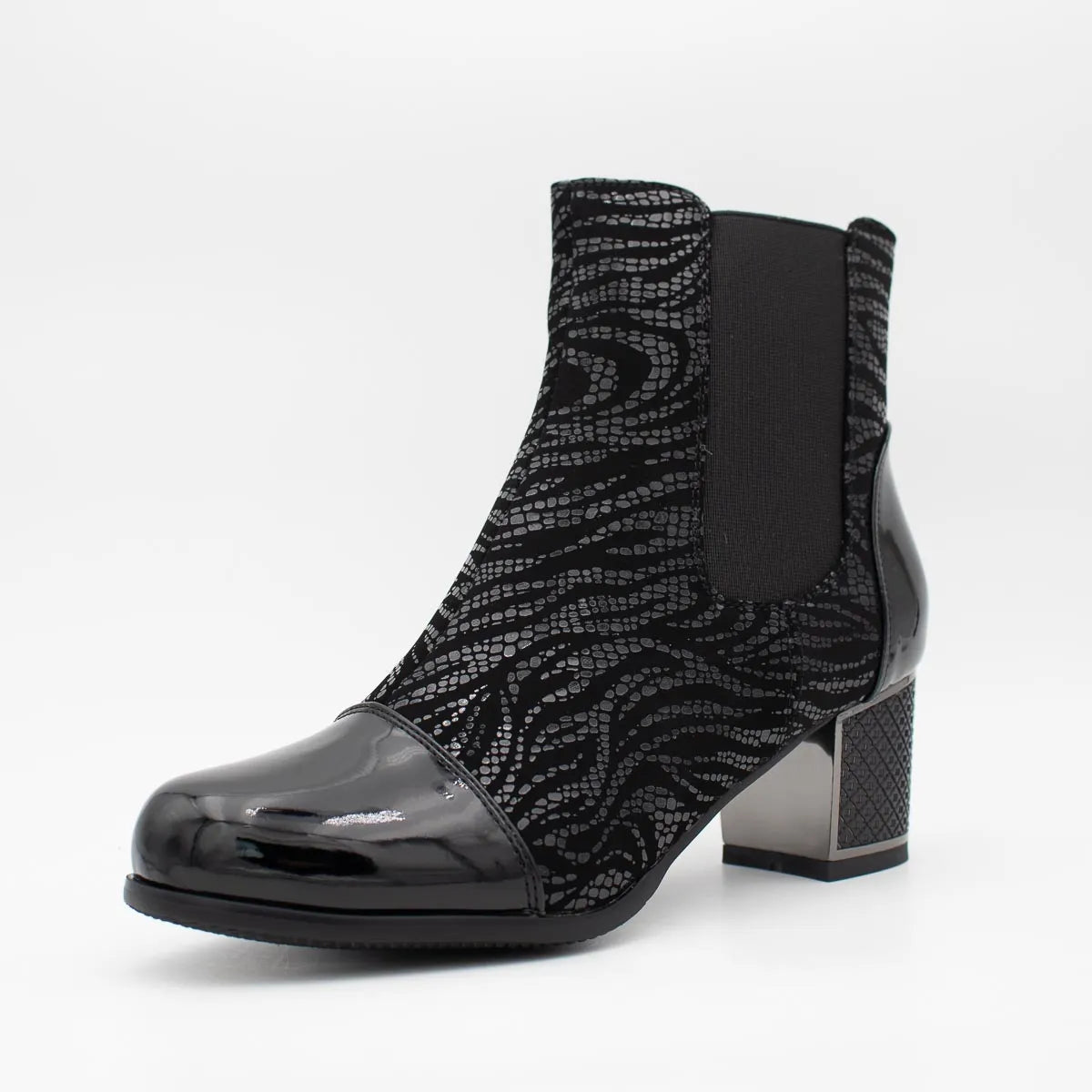 Redz F5384 Block Heel Ankle Boots – Black - Leavys Shoes