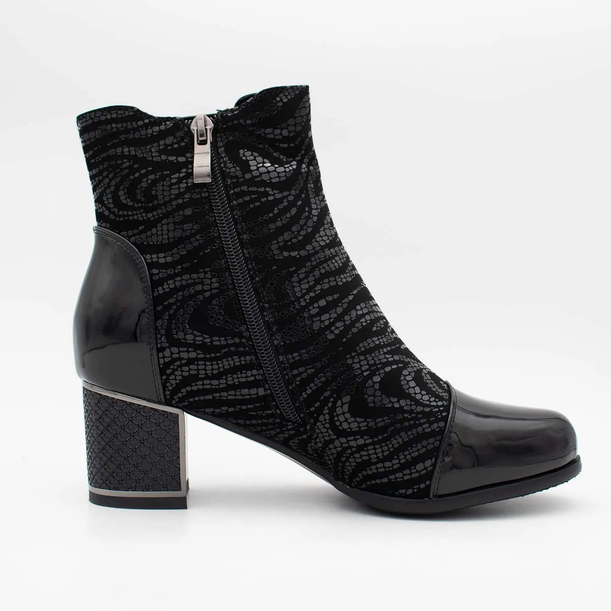 Redz F5384 Block Heel Ankle Boots – Black - Leavys Shoes