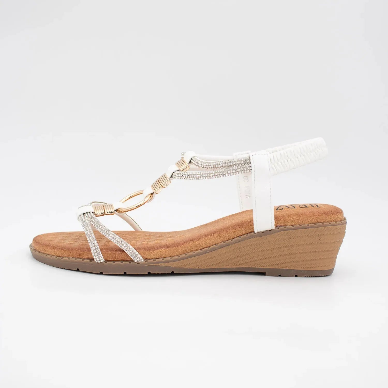 Redz White Embellished Wedge Sandals VIDA