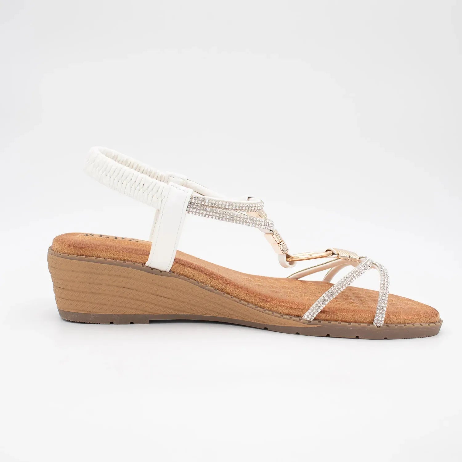 Redz White Embellished Wedge Sandals VIDA