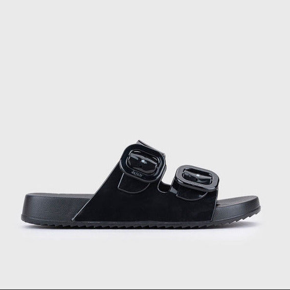 Igor Havana Black Gloss Buckle Slide Sandals