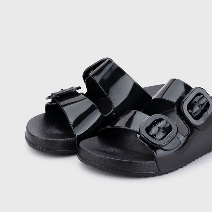 Igor Havana Black Gloss Buckle Slide Sandals