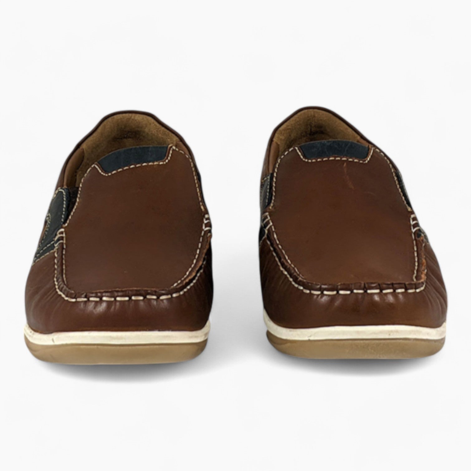 Brown Wide-Fit Slip-On Shoes with Navy Detail - Dubarry Shaun - Leavys Shoes