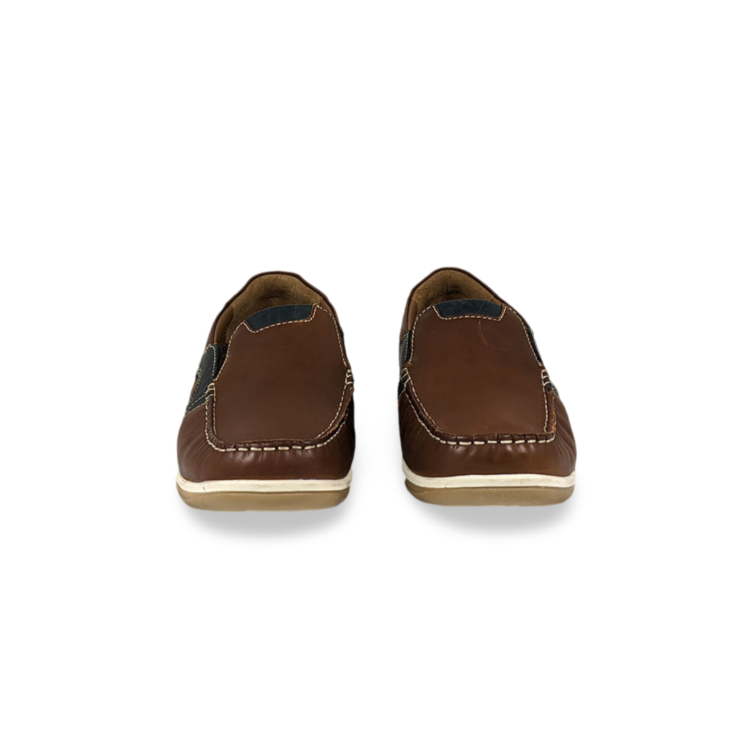 Brown Wide-Fit Slip-On Shoes with Navy Detail - Dubarry Shaun