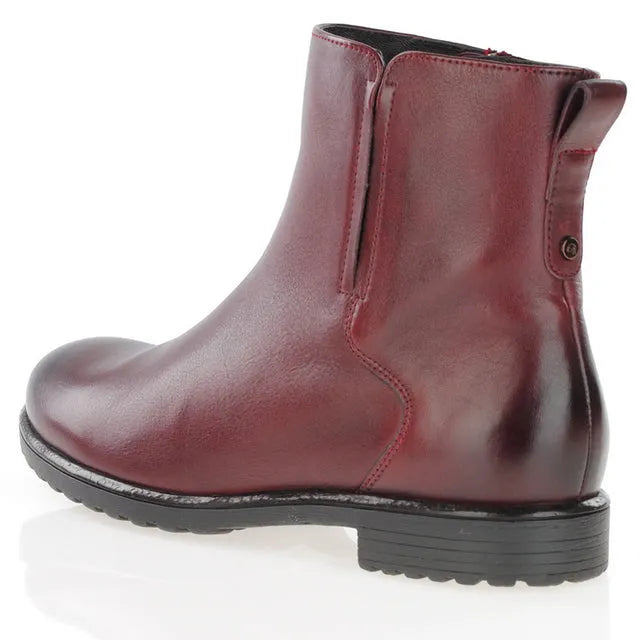 Ara Burgundy Leather Ankle Boots with Removable Insole - Leavys Shoes