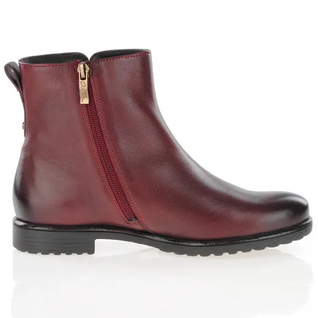 Ara Burgundy Leather Ankle Boots with Removable Insole - Leavys Shoes