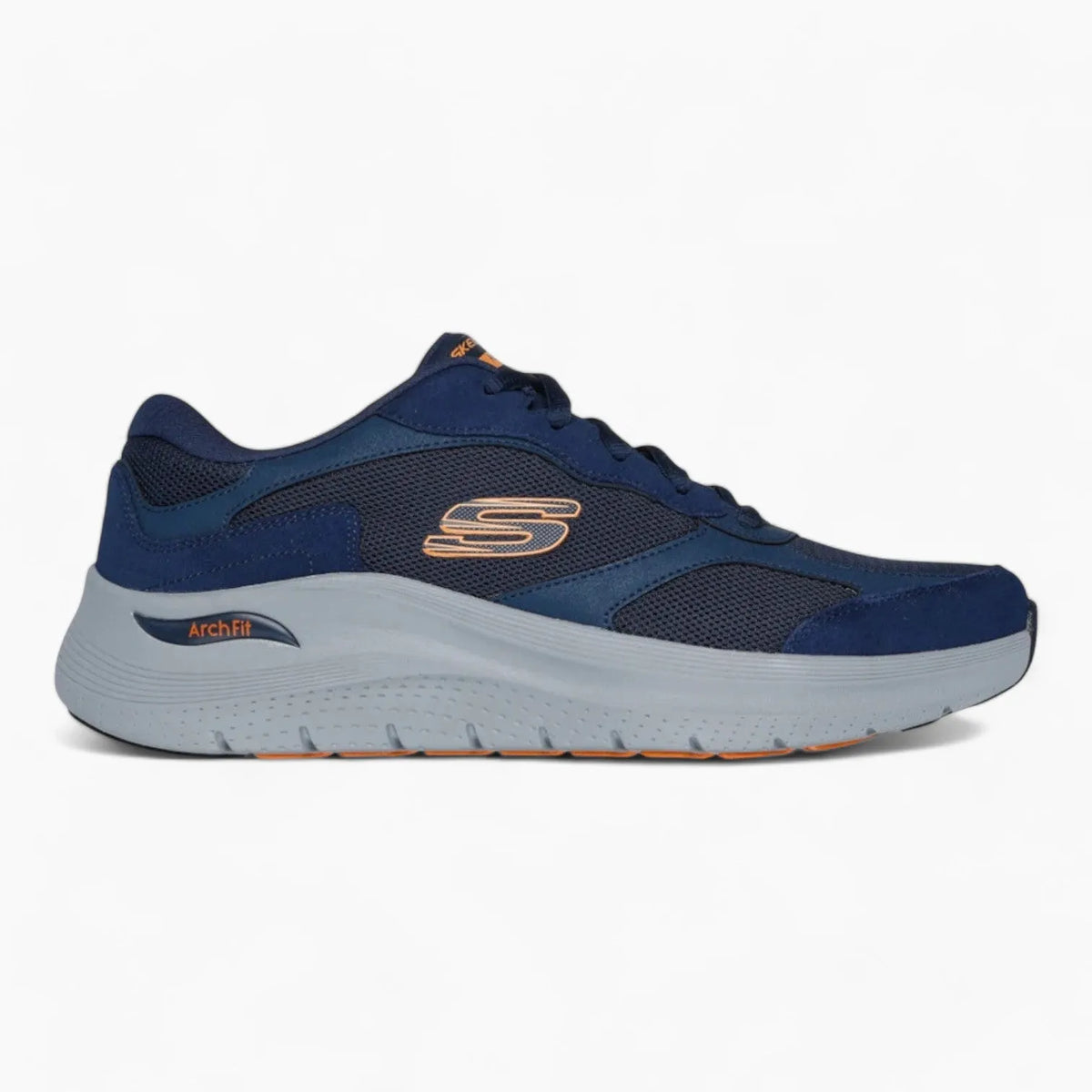 Skechers Arch Fit® 2.0 - The Keep Men&#39;s Sneakers – Navy &amp; Orange with Podiatrist-Certified Arch Support - Leavys Shoes