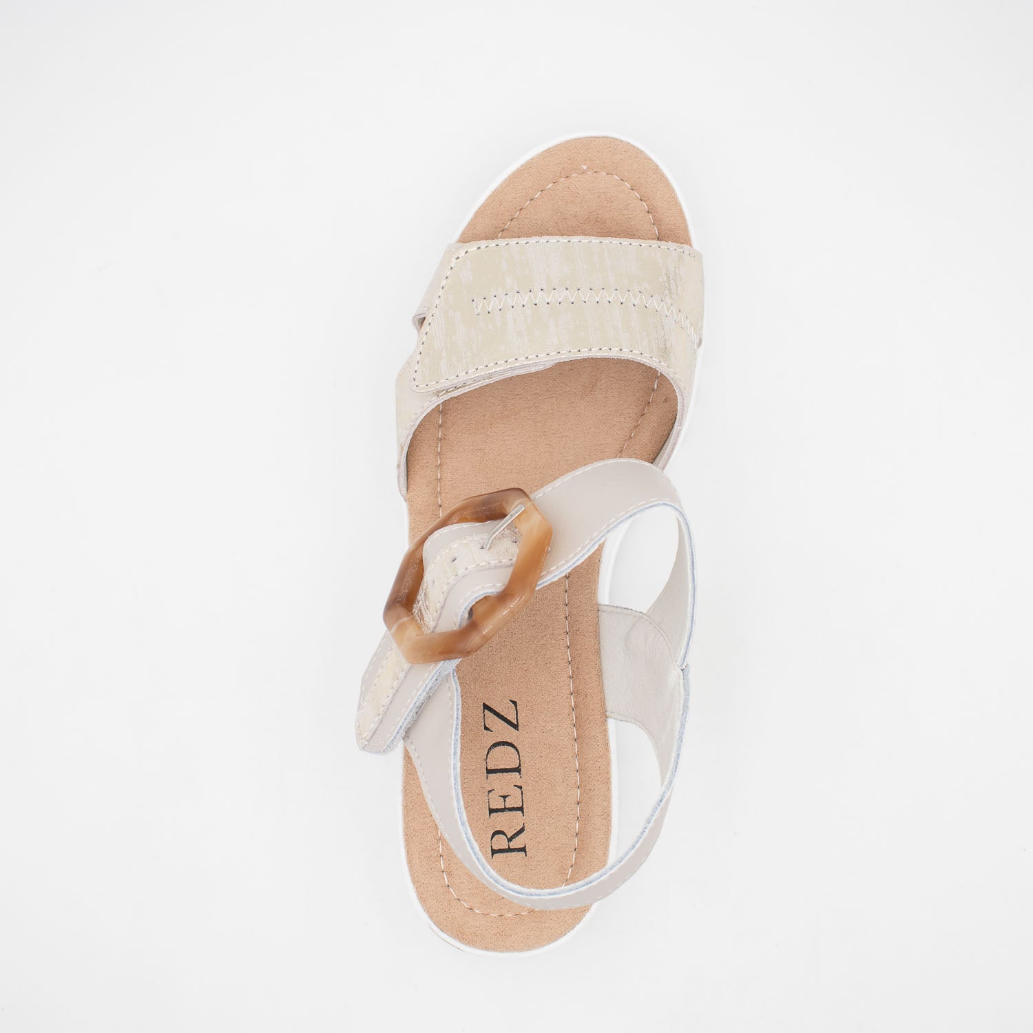 Redz Beige & Gold Wedge Sandal – Sporty Chic with Elegant Touch