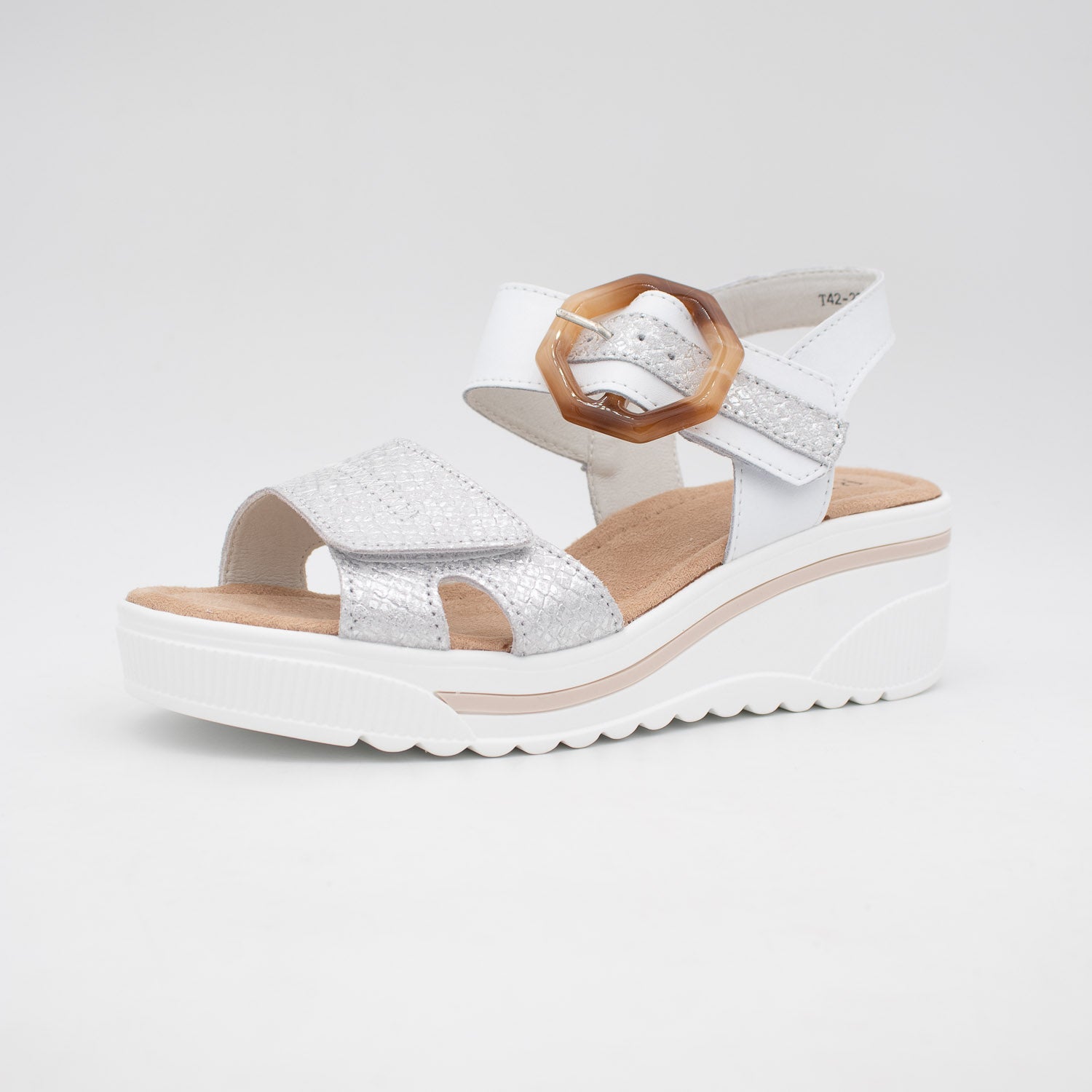 Redz White & Silver Wedge Sandal – Sporty Chic with Metallic Touch - Leavys Shoes