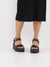 Tamaris Black Leather Wedge Sandal – Bold Elegance & All-Day Comfort