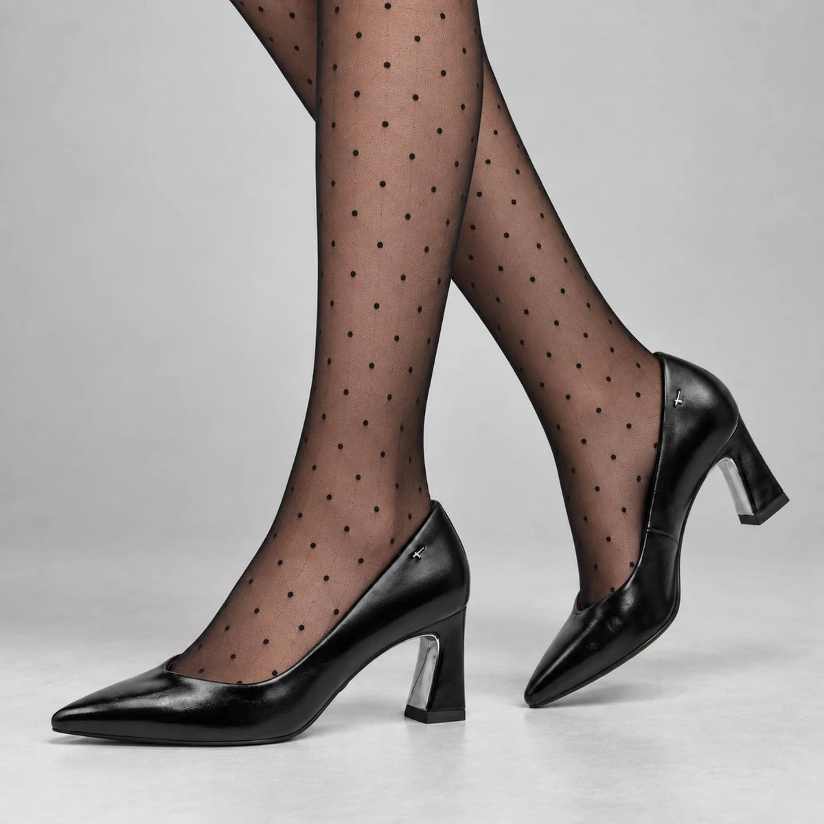 Tamaris Black Patent Pointed Toe Court Shoes