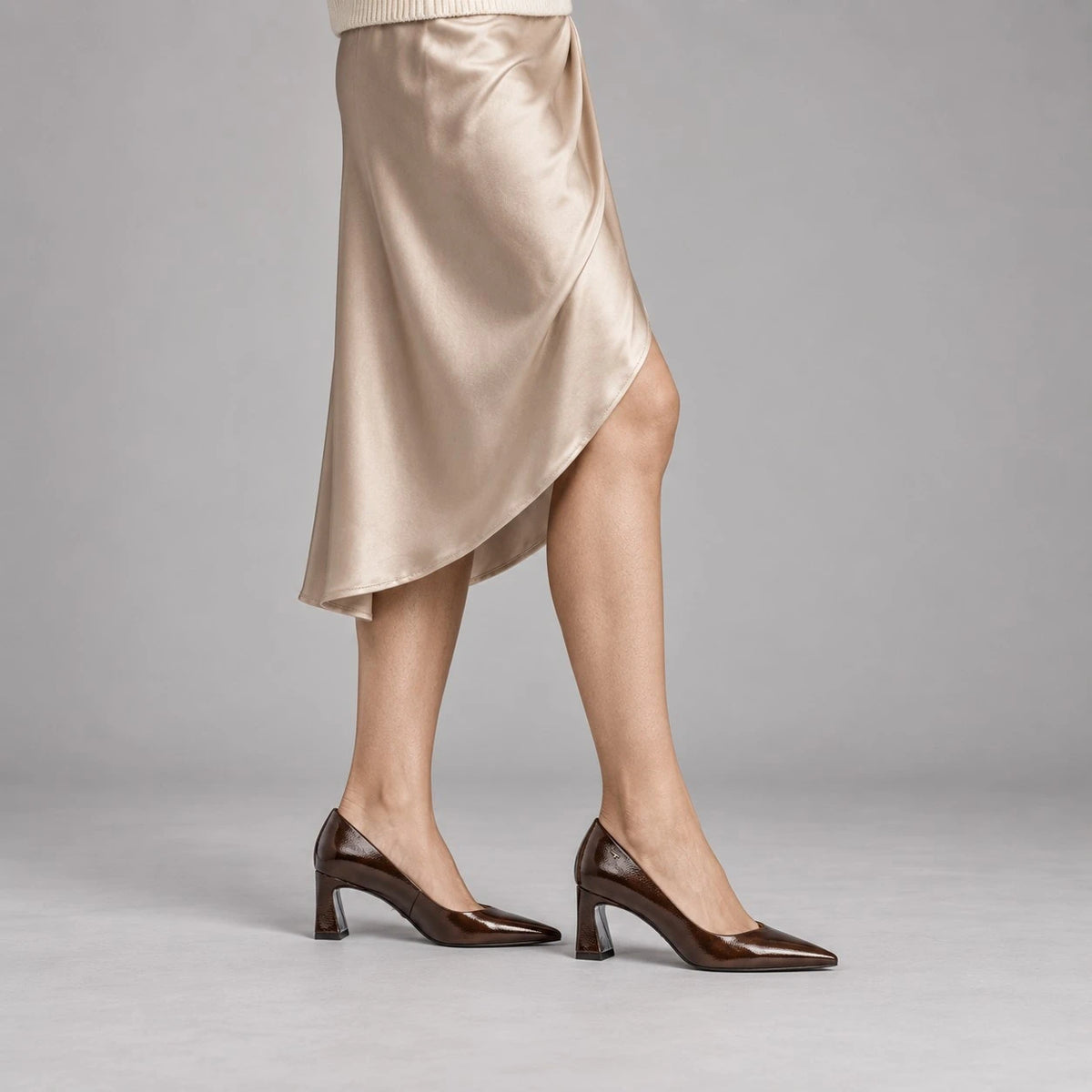 Tamaris Chocolate Brown Patent Pointed Court Shoes
