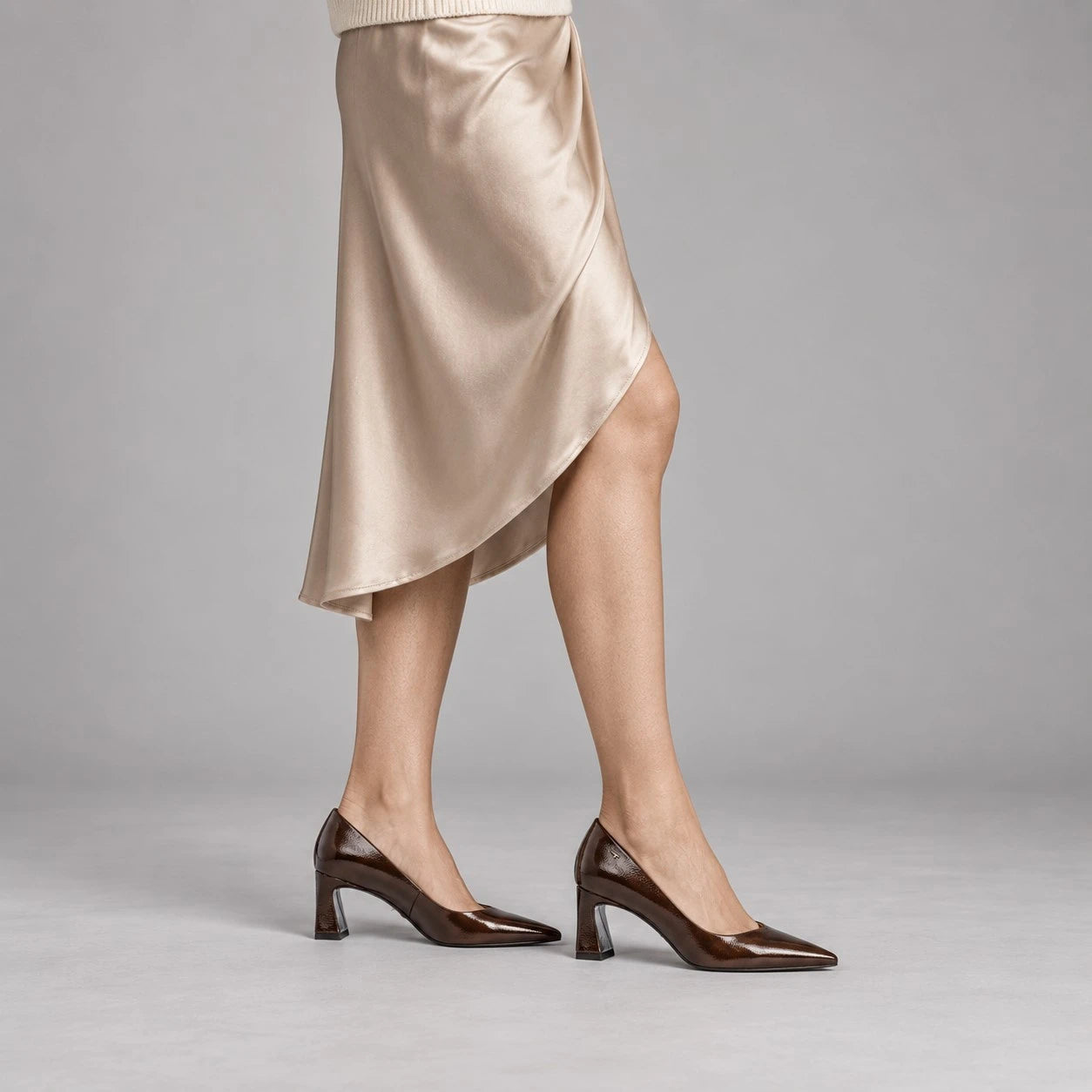 Tamaris Chocolate Brown Patent Pointed Court Shoes