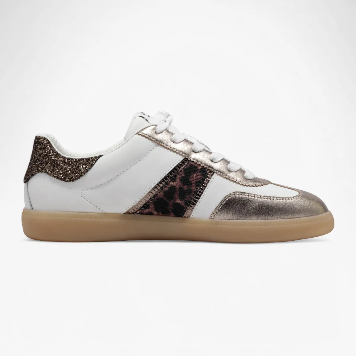 Tamaris Metallic Leopard Trainers with Glitter Trim - Leavys Shoes