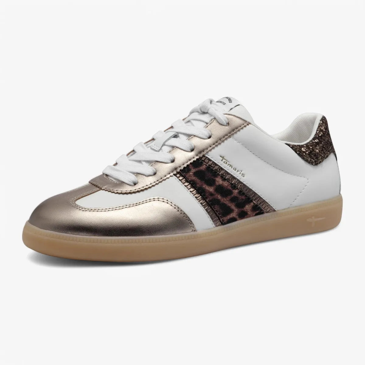Tamaris Metallic Leopard Trainers with Glitter Trim - Leavys Shoes