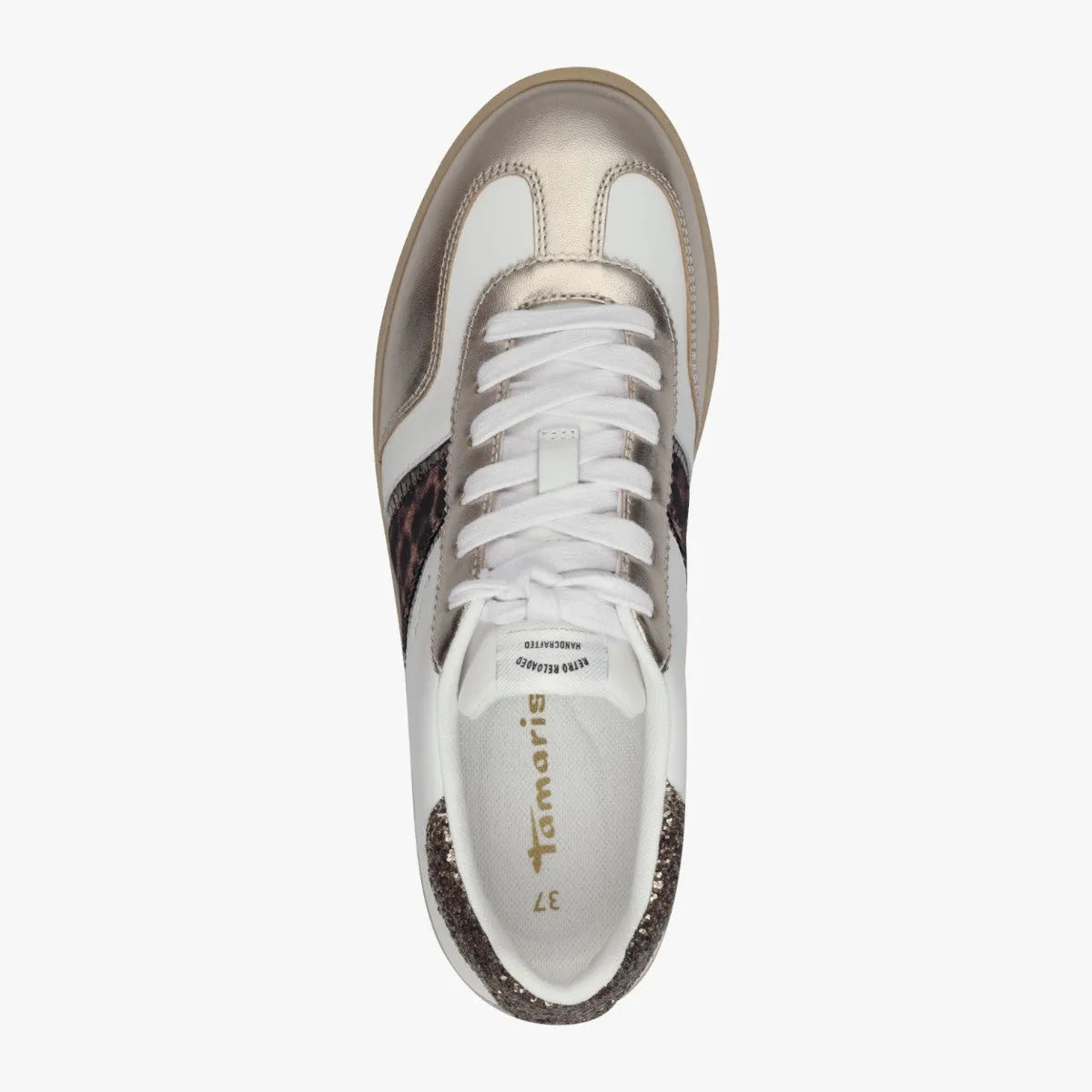 Tamaris Metallic Leopard Trainers with Glitter Trim - Leavys Shoes
