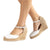 Unisa Ivory Espadrille Wedge with Buckled Strap