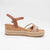 Valentino Conte Tan Wedge Sandal – Rose Gold & Reptile Detail