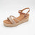 Valentino Conte Tan Wedge Sandal – Rose Gold & Reptile Detail