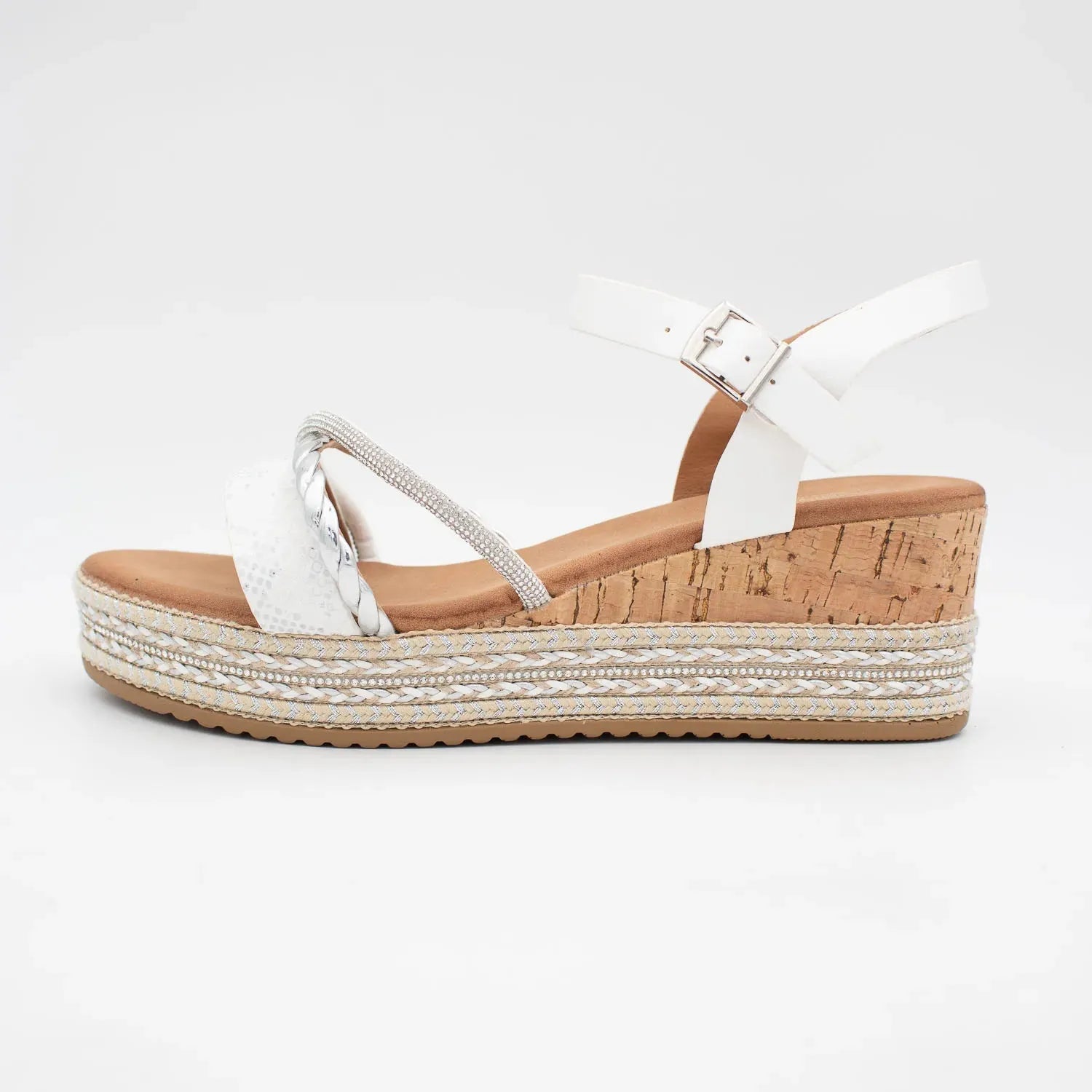 Valentino Conte Summer Wedge Sandal – White Reptile & Sparkle