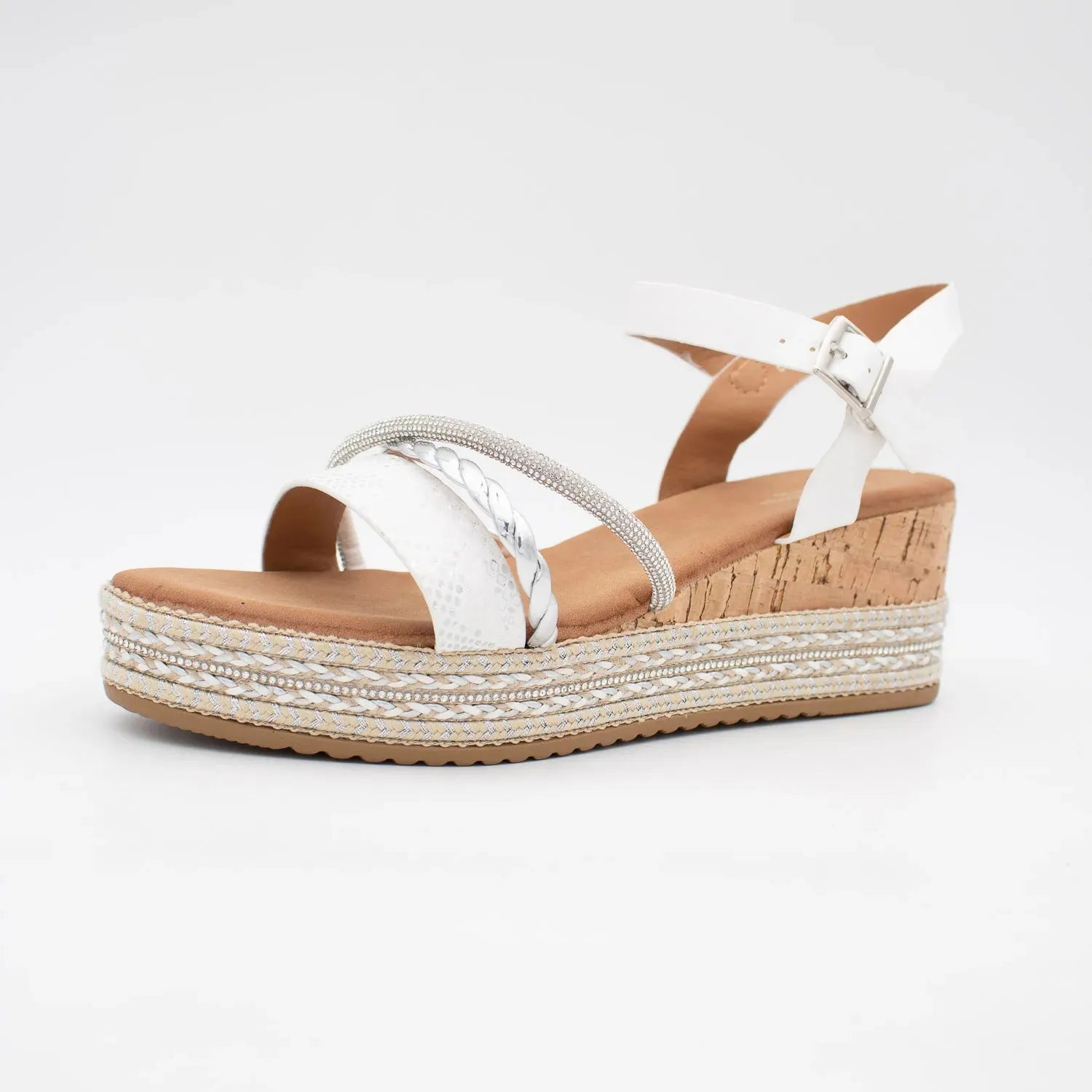 Valentino Conte Summer Wedge Sandal – White Reptile & Sparkle
