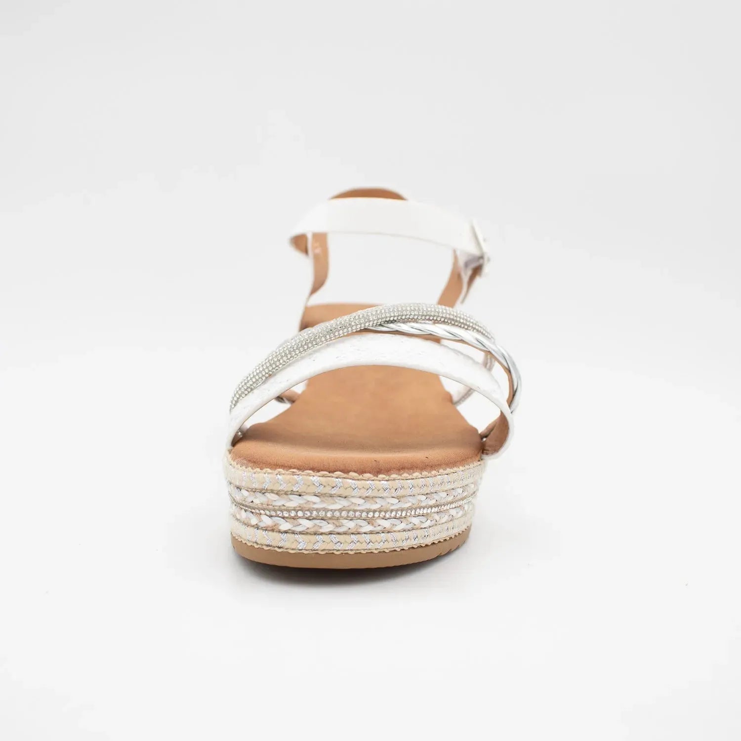 Valentino Conte Summer Wedge Sandal – White Reptile & Sparkle