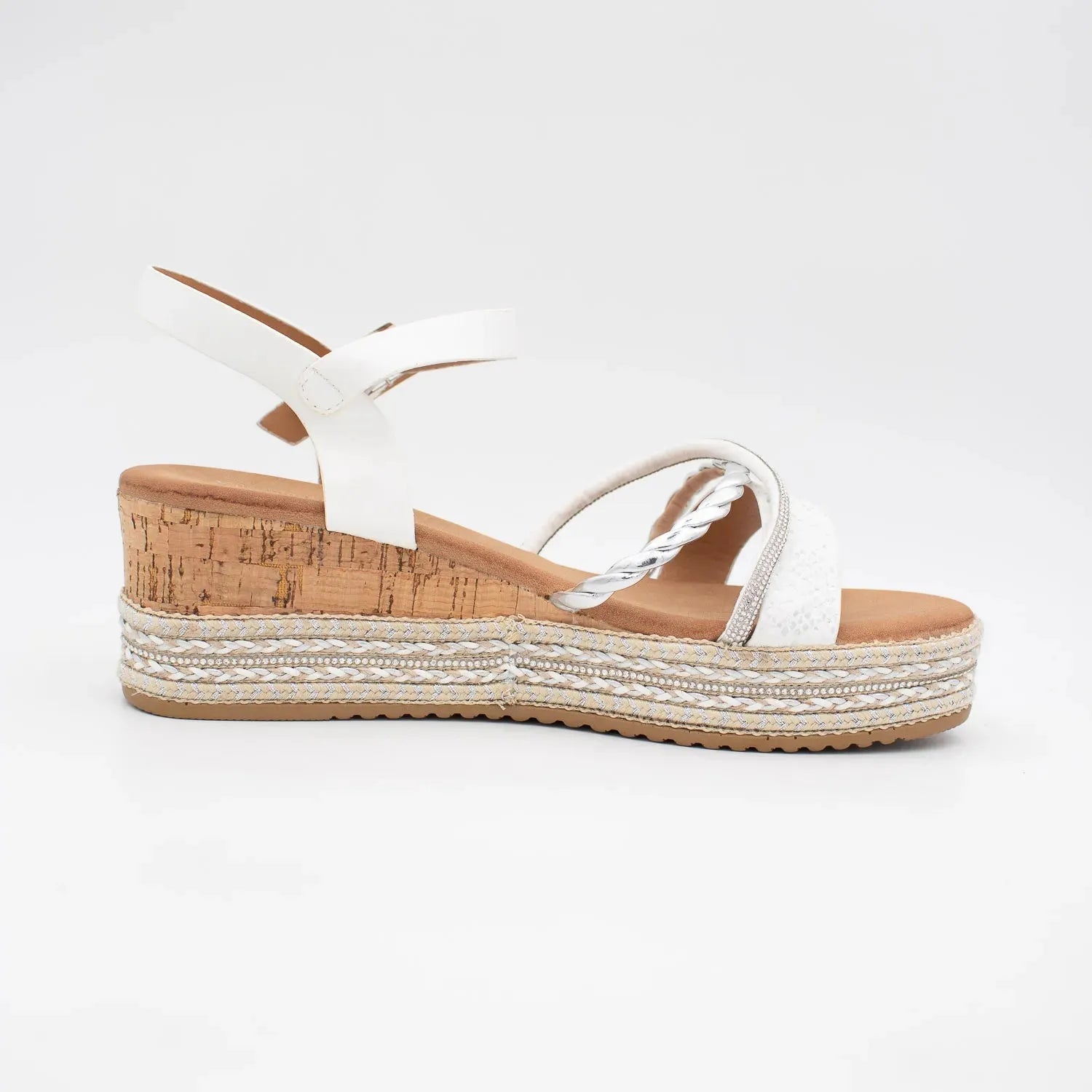 Valentino Conte Summer Wedge Sandal – White Reptile & Sparkle