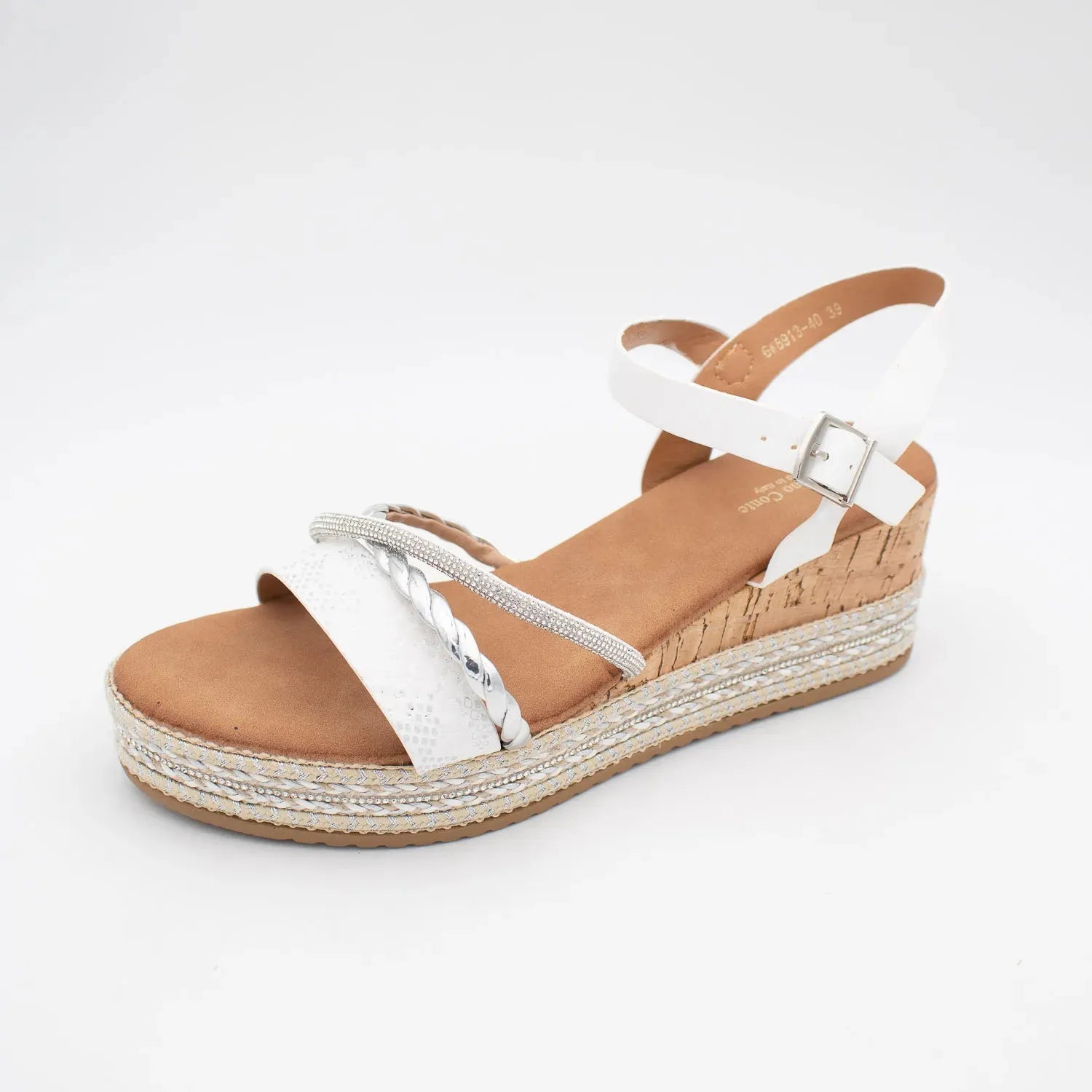 Valentino Conte Summer Wedge Sandal – White Reptile & Sparkle