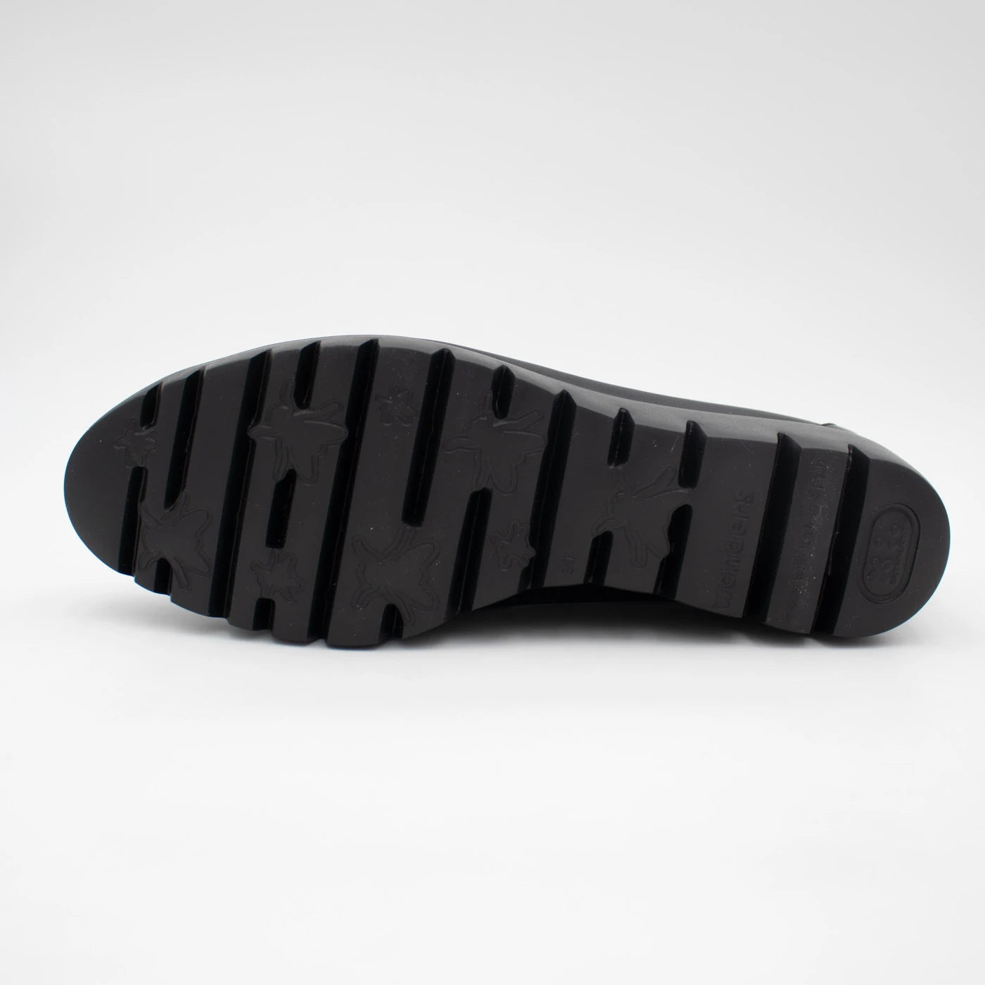 Wonders Black Leather Bow Wedge Slip-On Shoes
