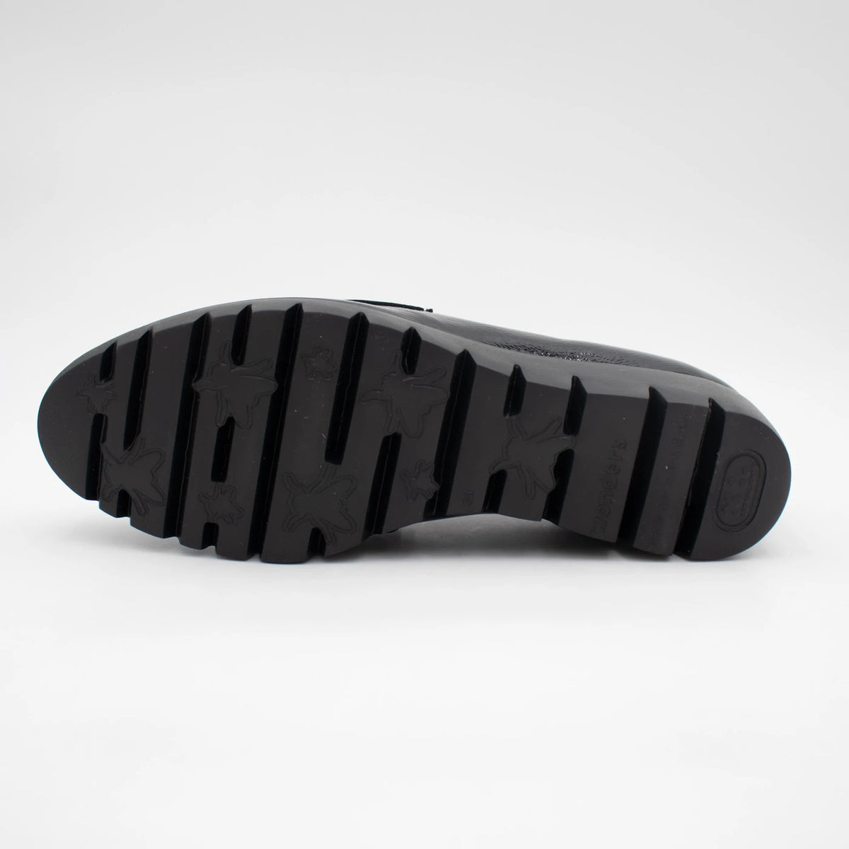 Wonders Black Patent Leather Wedge Loafers