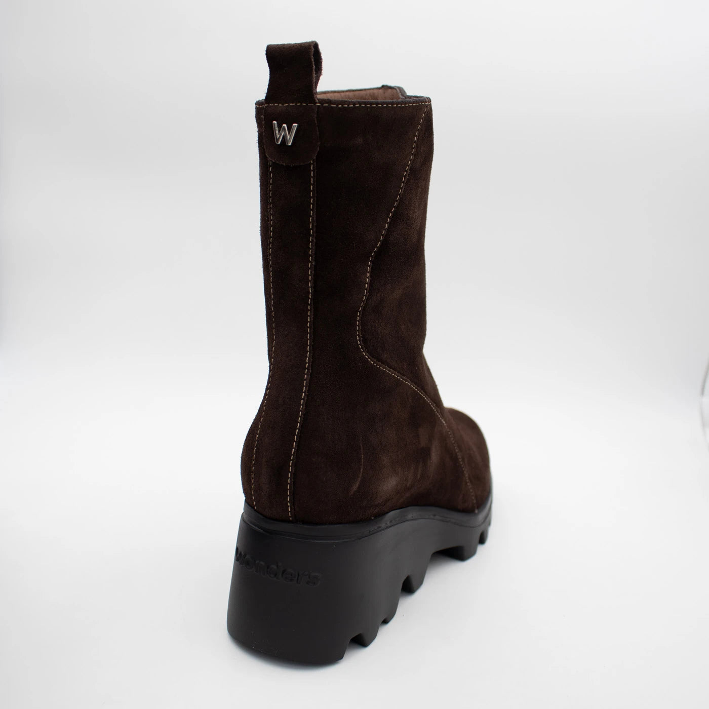 Wonders Dark Brown Suede Wedge Ankle Boots