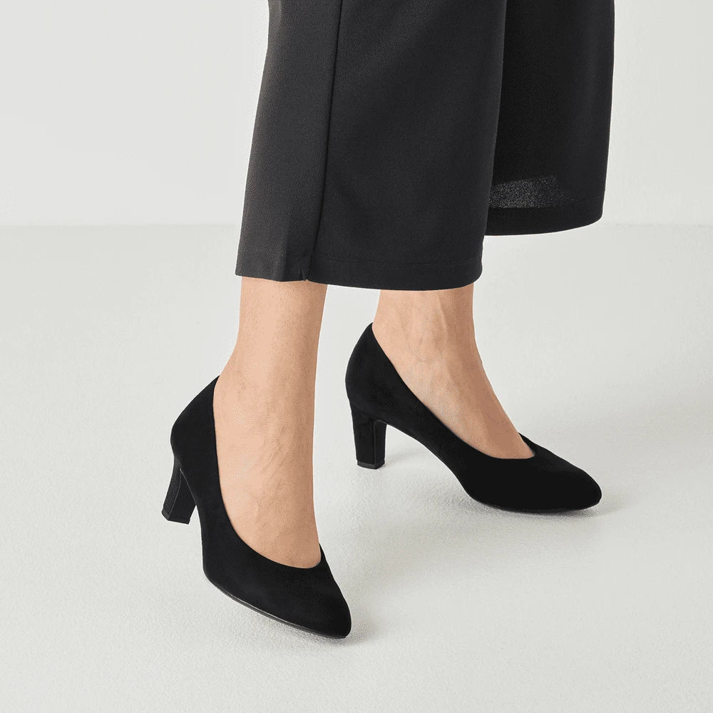 Tamaris Essentials Black Suede-Look Court Shoes