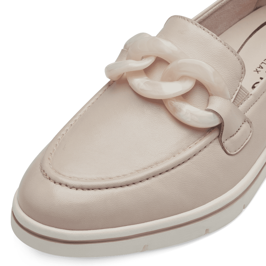 Tamaris Light Beige Loafer with Chunky Chain Detail and Wedge Sole