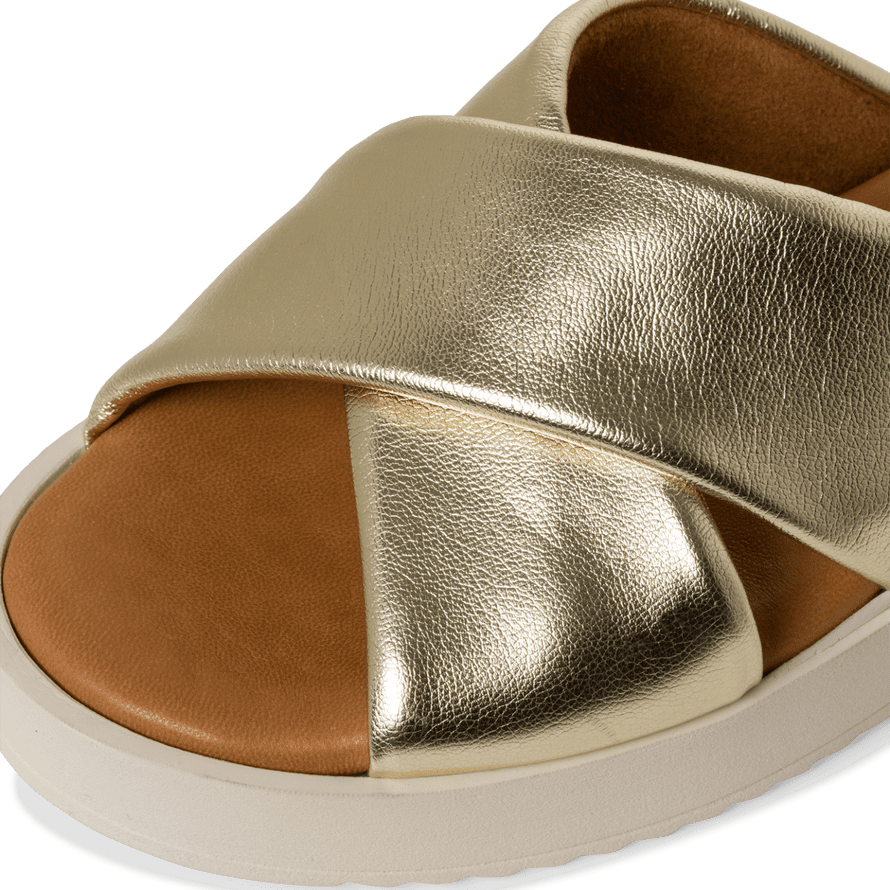 Tamaris Gold Criss-Cross Wedge Sandals with TOUCH-IT Comfort