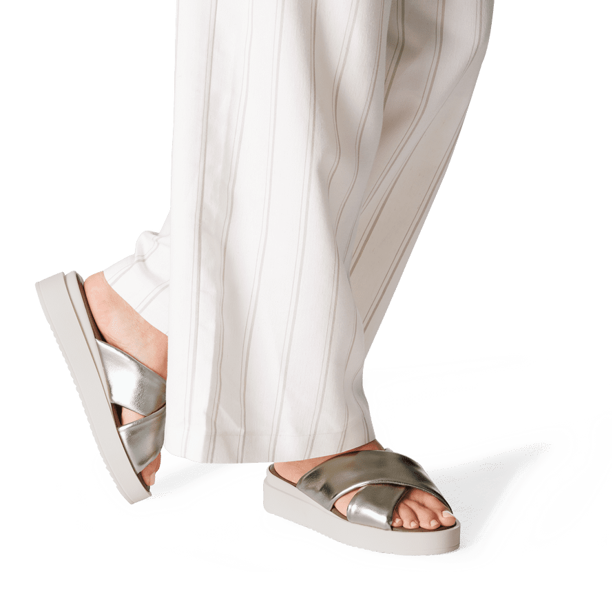 Tamaris Gold Criss-Cross Wedge Sandals with TOUCH-IT Comfort