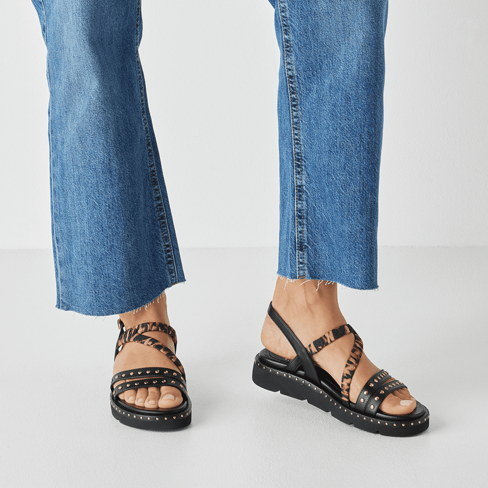 Tamaris Black Comb Studded Sandal
