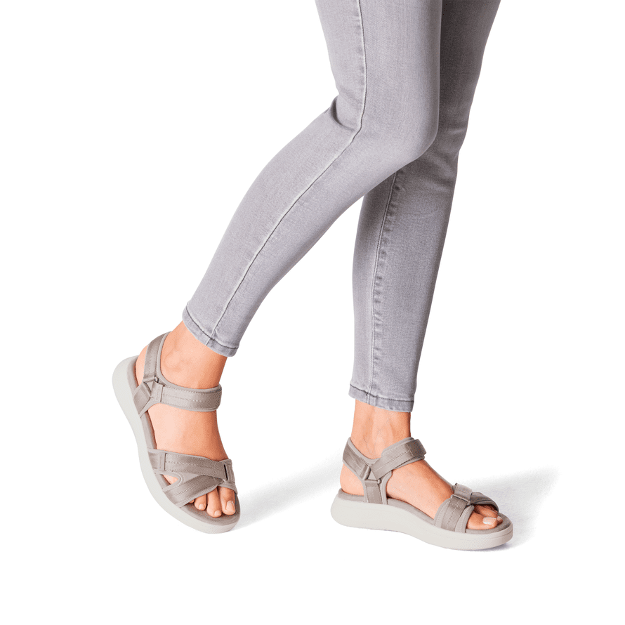 Tamaris Grey Vegan Wedge Sandals with Adjustable Straps