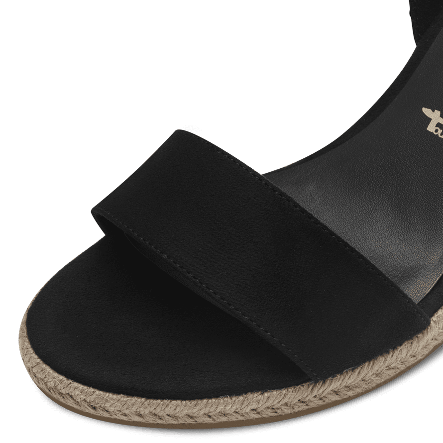 Tamaris Black Vegan Espadrille Wedge Sandals
