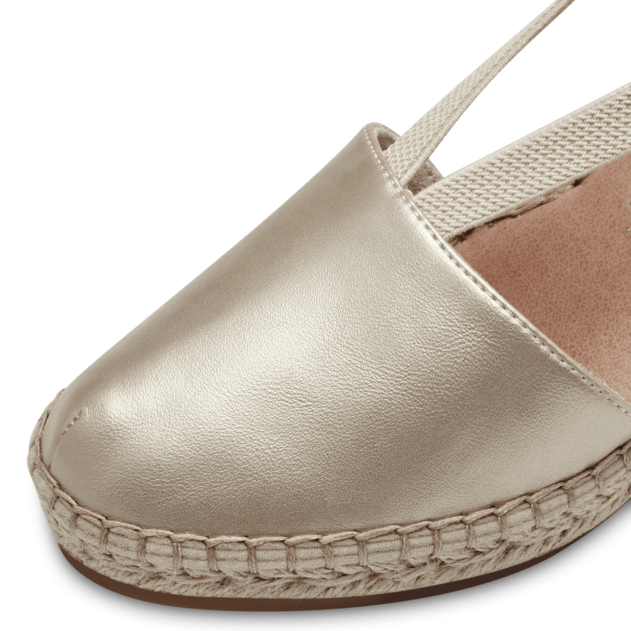 Tamaris Gold Espadrille Wedge Sandals - Elastic Comfort