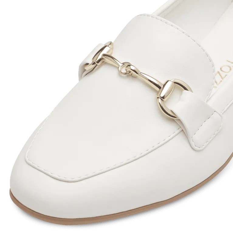 Marco Tozzi White Matte Loafer: Sleek Design with Gold Accent - Leavys Shoes