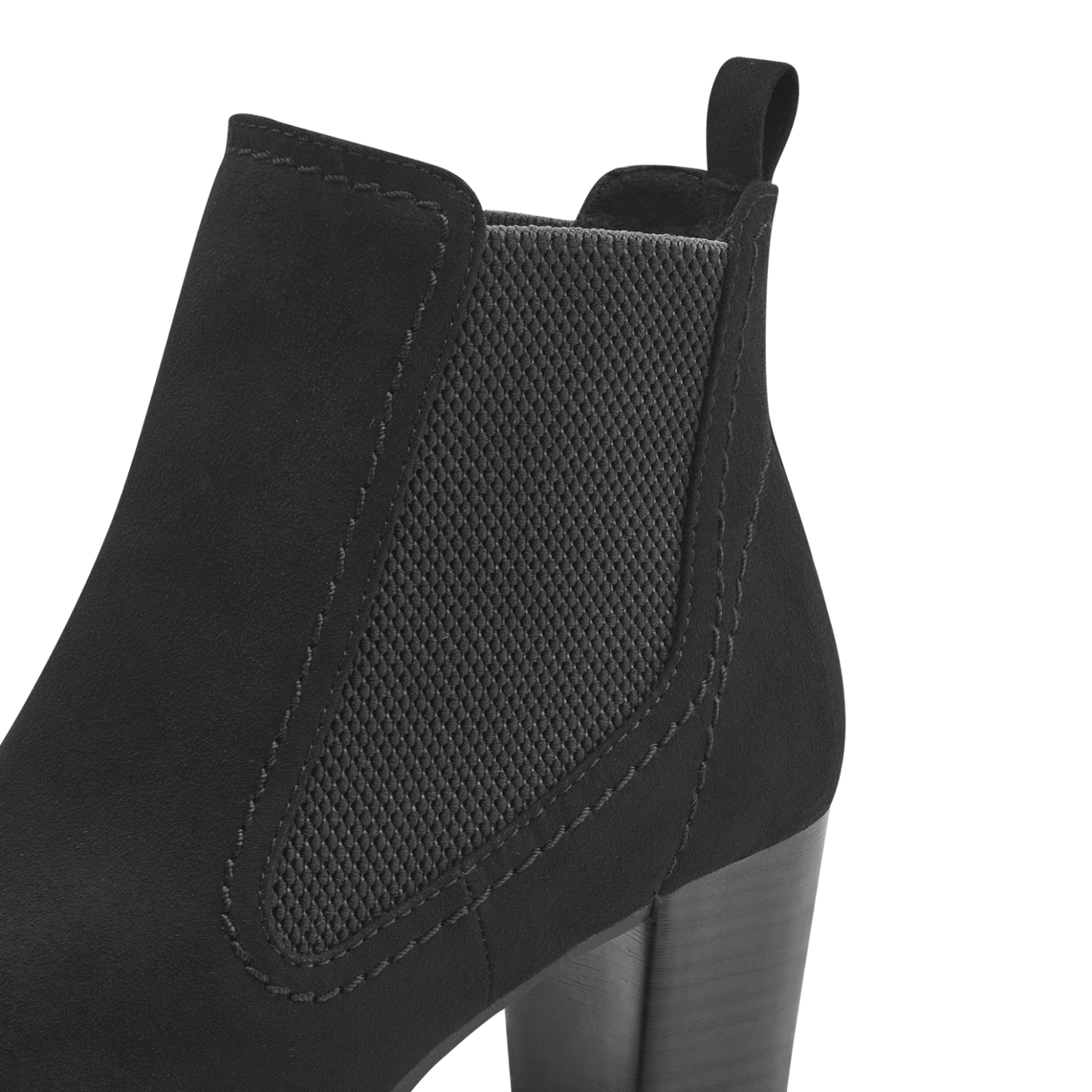 Close-up of the boot's side panel and heel.