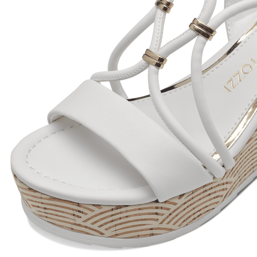 Marco Tozzi White Gold-Detailed Wedge Sandal