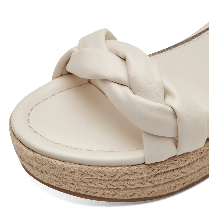 Marco Tozzi Cream Gold-Detailed Wedge Sandal - Leavys Shoes